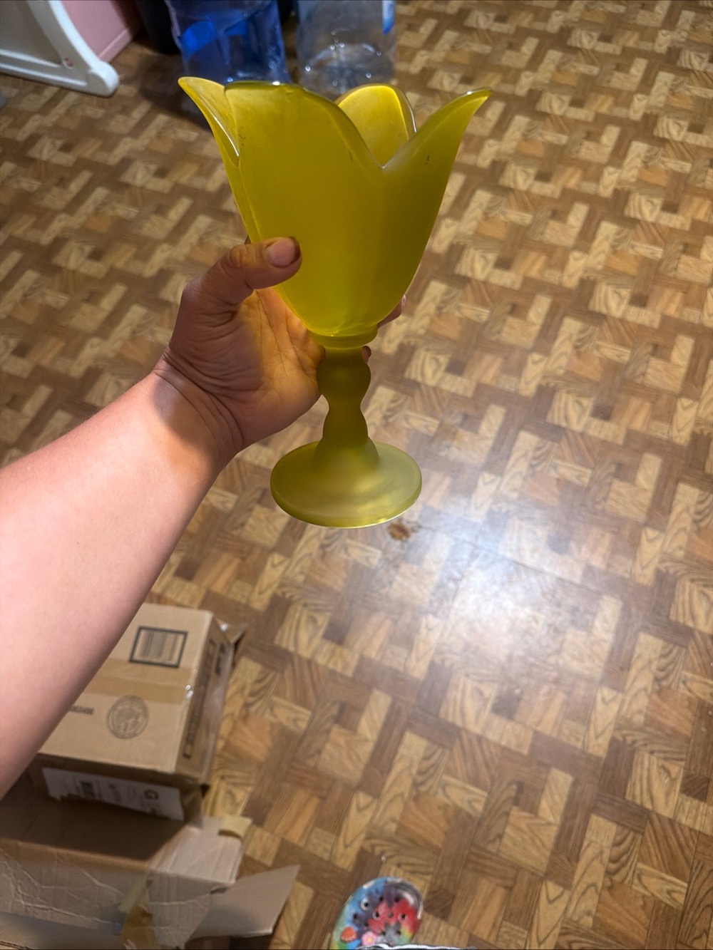 Yellow Tulip-Shaped Glass Stem Vase - Home Art